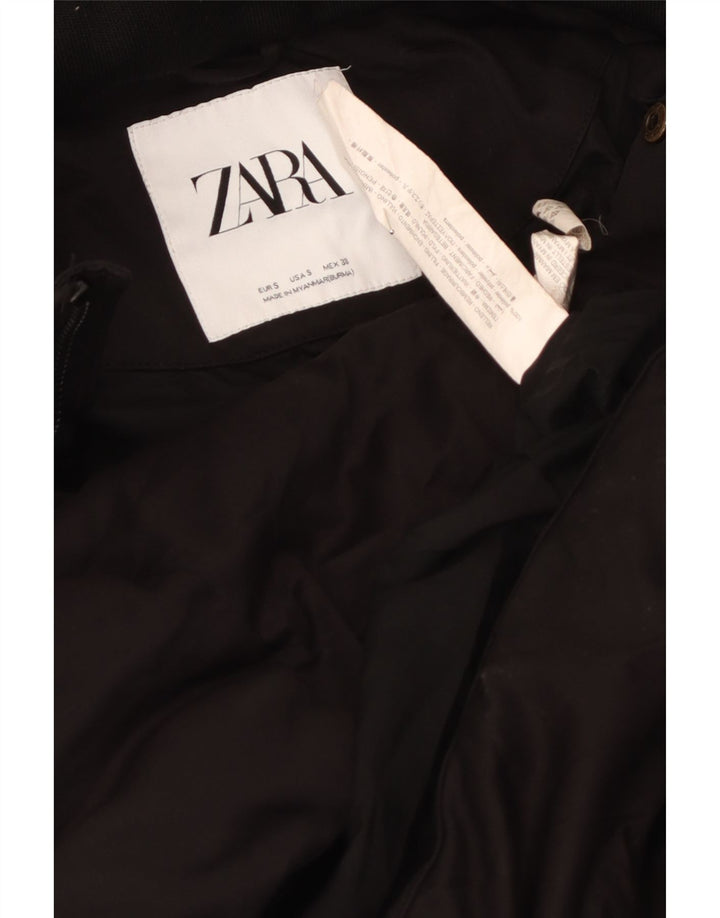 Jaqueta acolchoada com capuz masculina Zara UK 36 poliéster preto pequeno