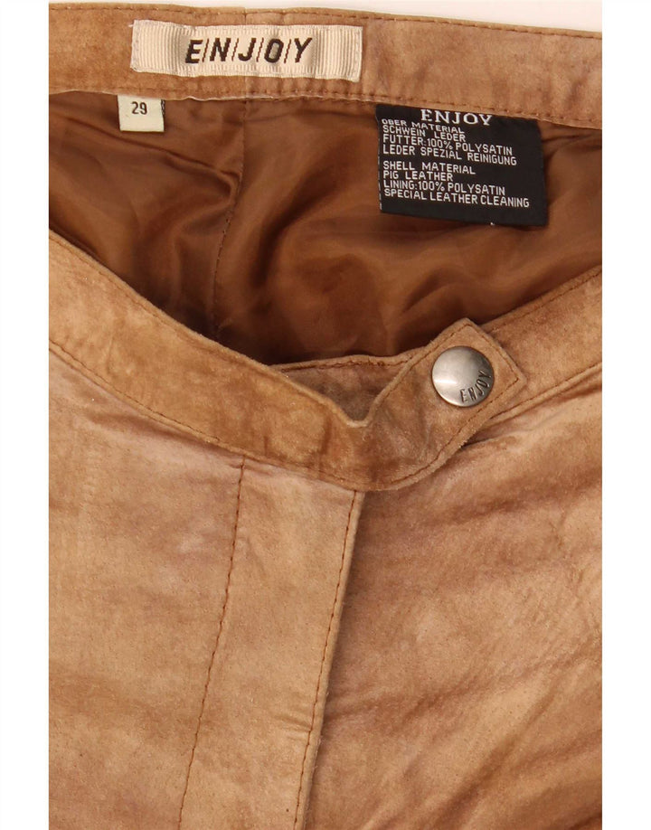 ENJOY Calça feminina bootcut camurça W29 L30 couro marrom