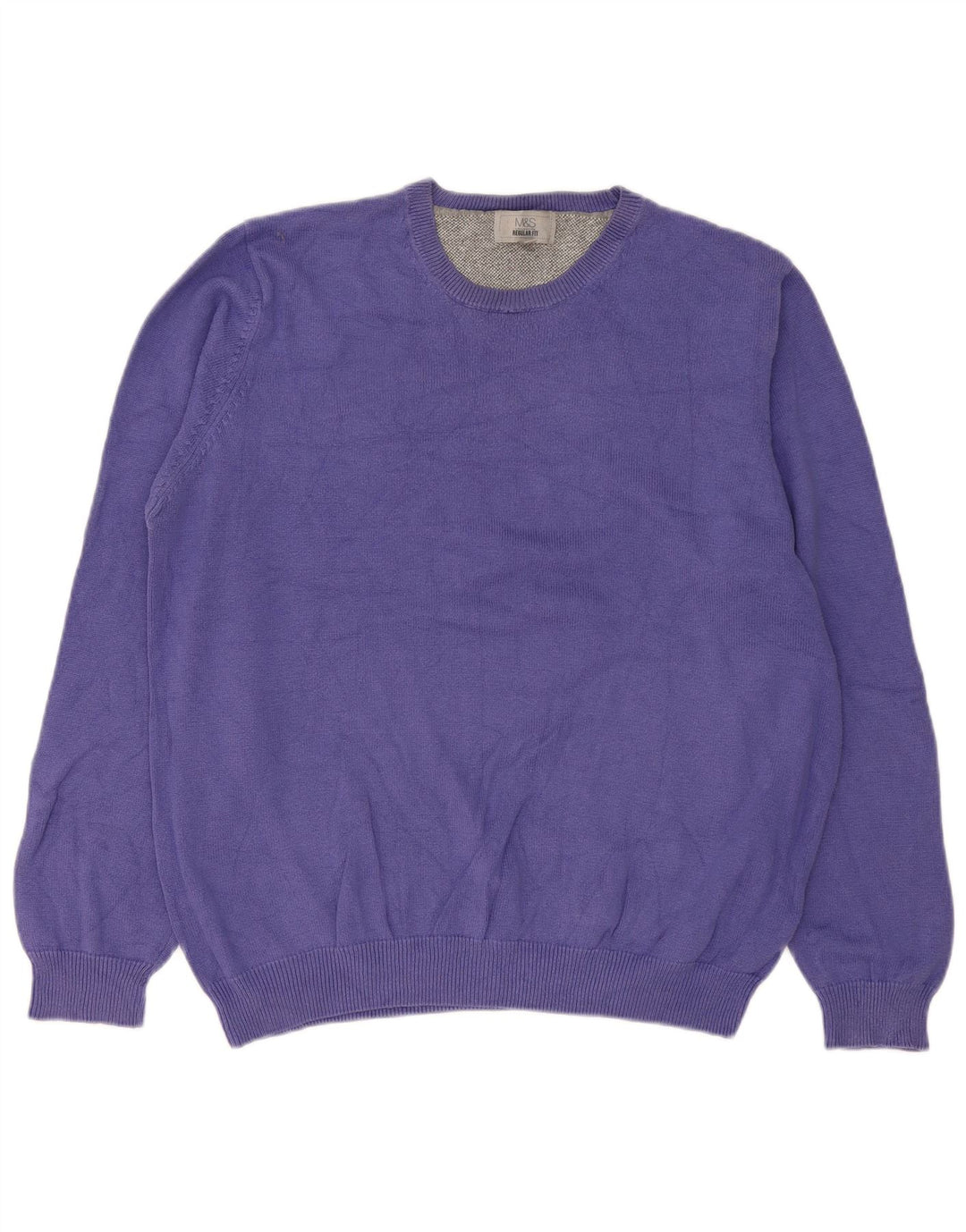 Suéter masculino Marks & Spencer com ajuste regular e gola redonda, grande roxo