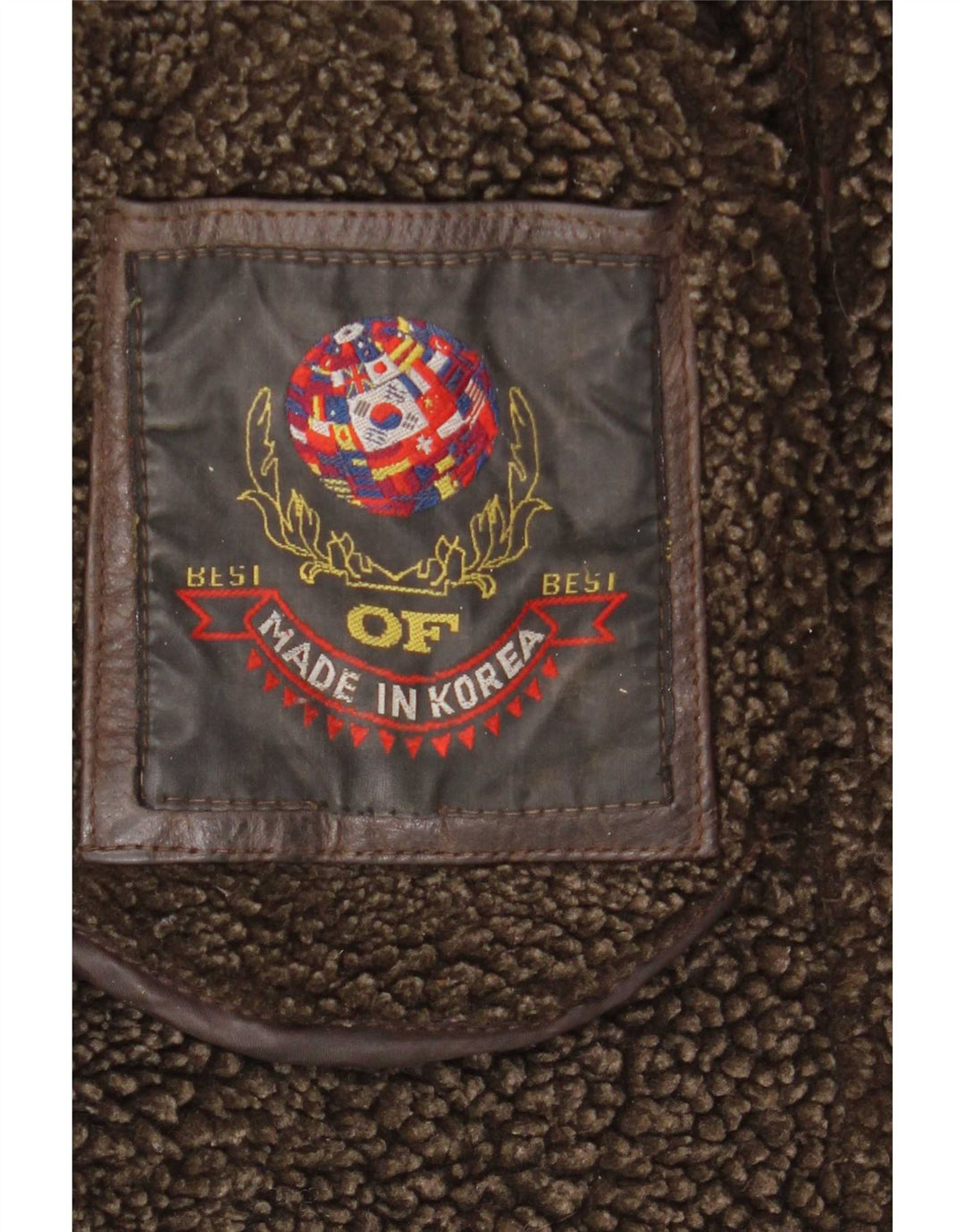 Jaqueta de couro Sherpa masculina vintage Reino Unido 40 grande marrom