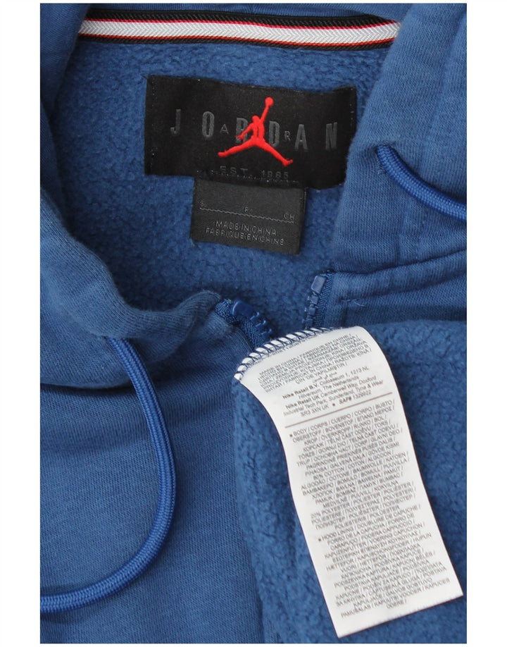 Suéter Jordan masculino com capuz e zíper pequeno azul algodão