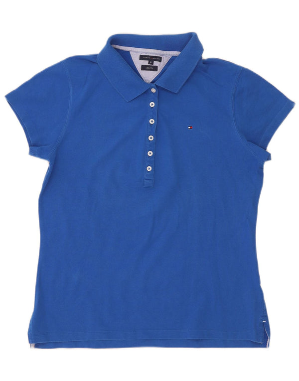 Camisa polo feminina Tommy Hilfiger Slim Fit Reino Unido 18 XL algodão azul