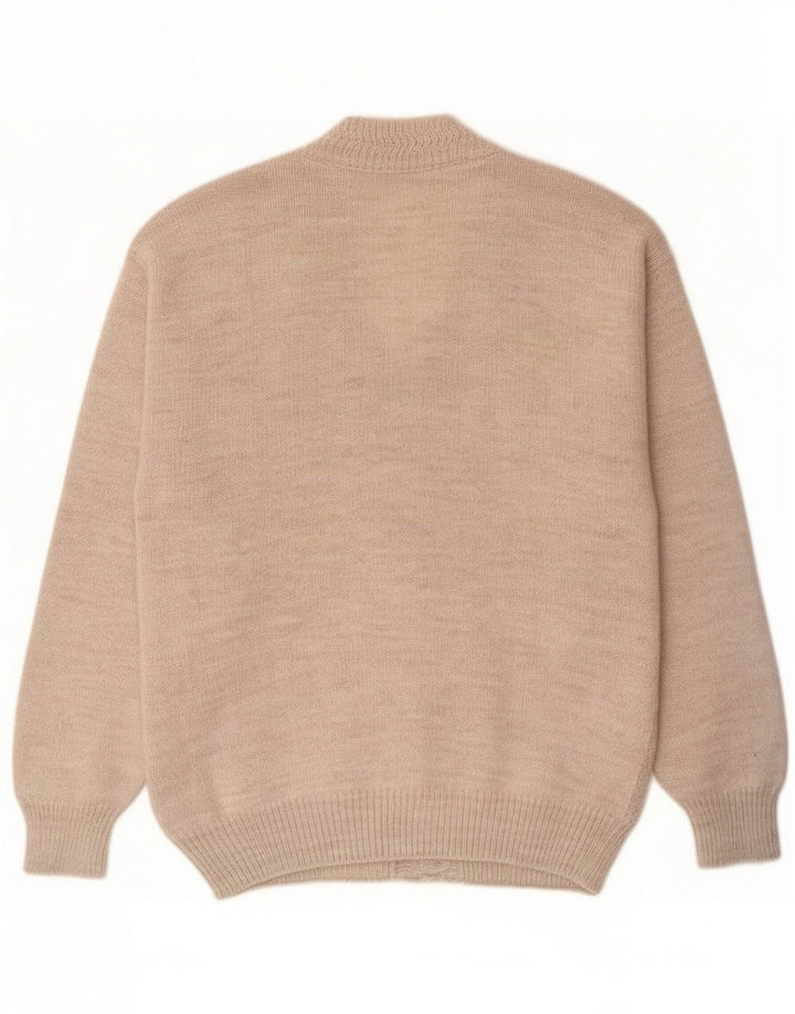 Suéter cardigã masculino vintage grande bege