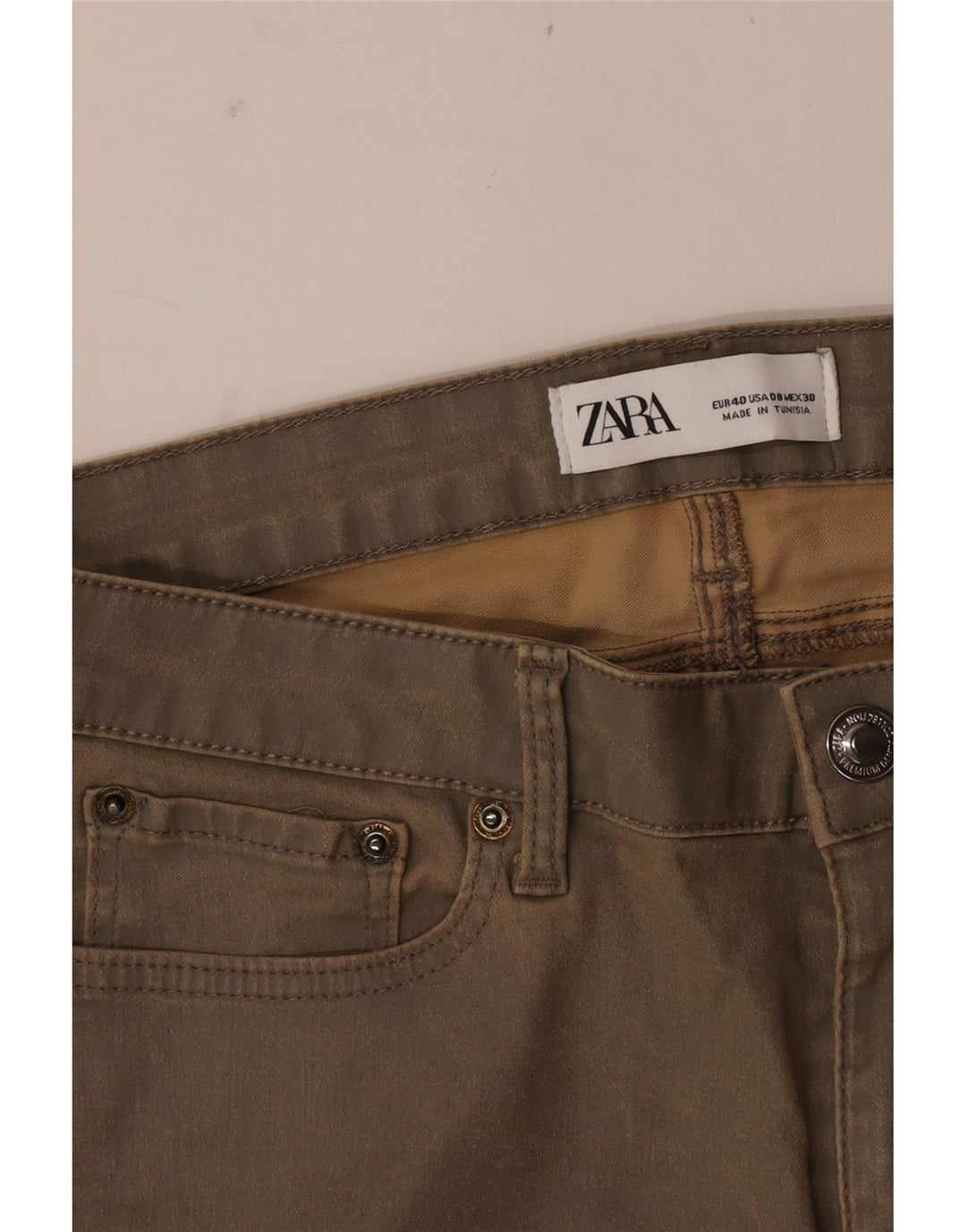Zara Jeans Skinny Feminino EU 40 Médio W30 L26 Cáqui
