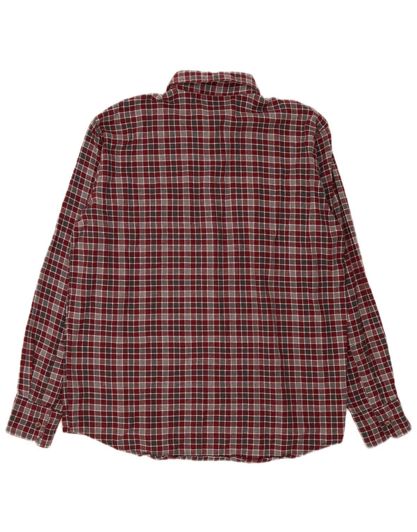 Camisa masculina de flanela Sea Barrier médio algodão xadrez Borgonha