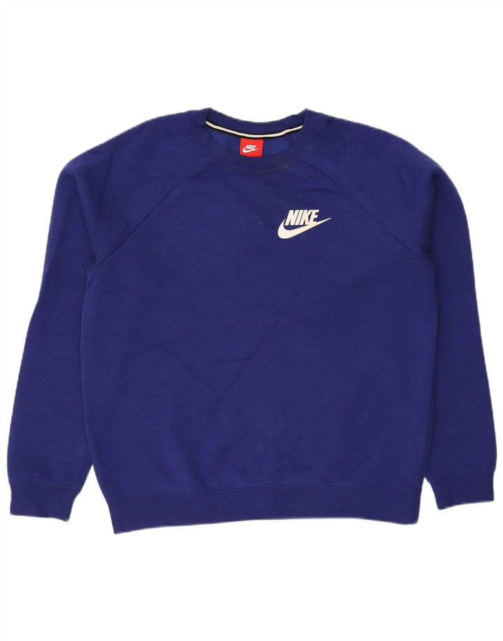 NIKE Mens Moletom Jumper Médio Azul Marinho Algodão