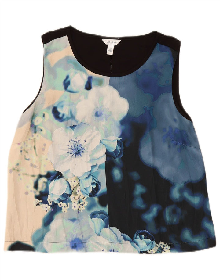 Blusa cropped feminina CALVIN KLEIN Reino Unido 10 pequena azul marinho floral