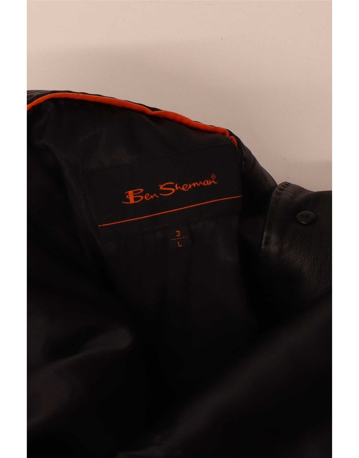 Jaqueta blazer masculina de couro com 3 botões Ben Sherman Reino Unido 40 grande preta