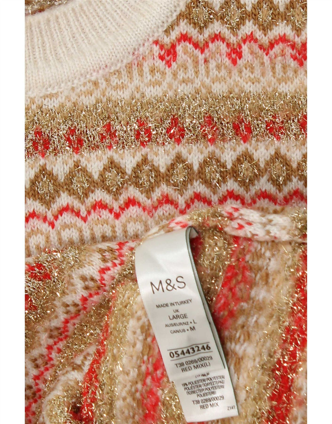 Suéter feminino Marks & Spencer com gola redonda Reino Unido 16 grande multicolorido