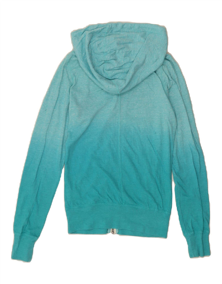 NIKE Womens Zip Hoodie Sweater UK 6 XS Blue Colourblock Cotton Vintage Nike and Second-Hand Nike from Messina Hembry 