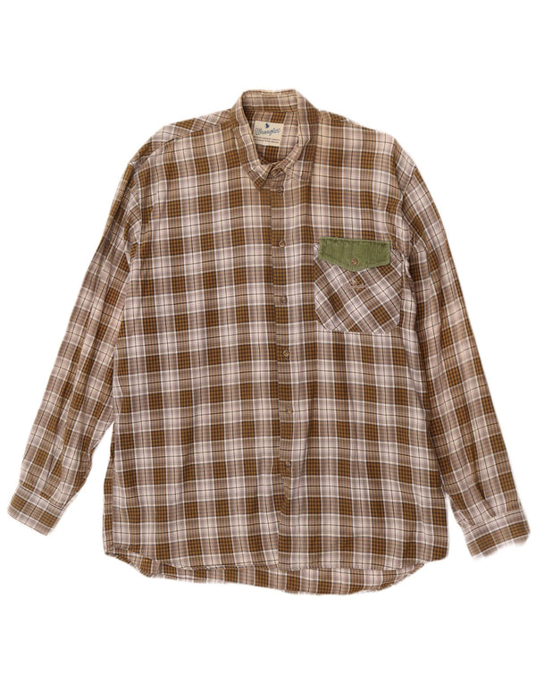 Camisa masculina de flanela Wrangler XL marrom xadrez
