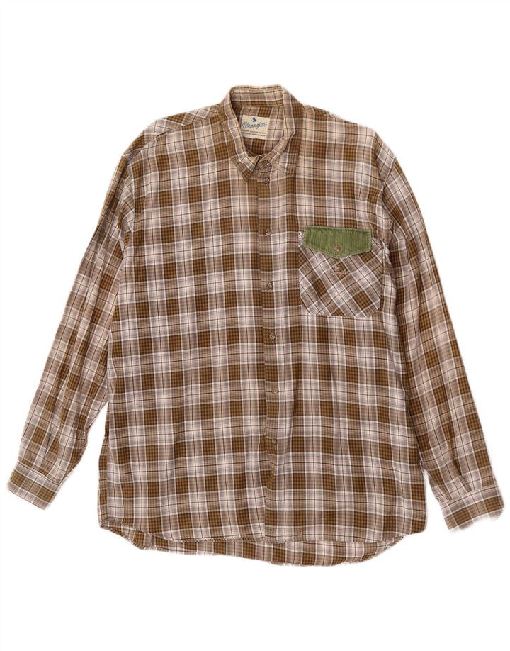 Camisa masculina de flanela Wrangler XL marrom xadrez
