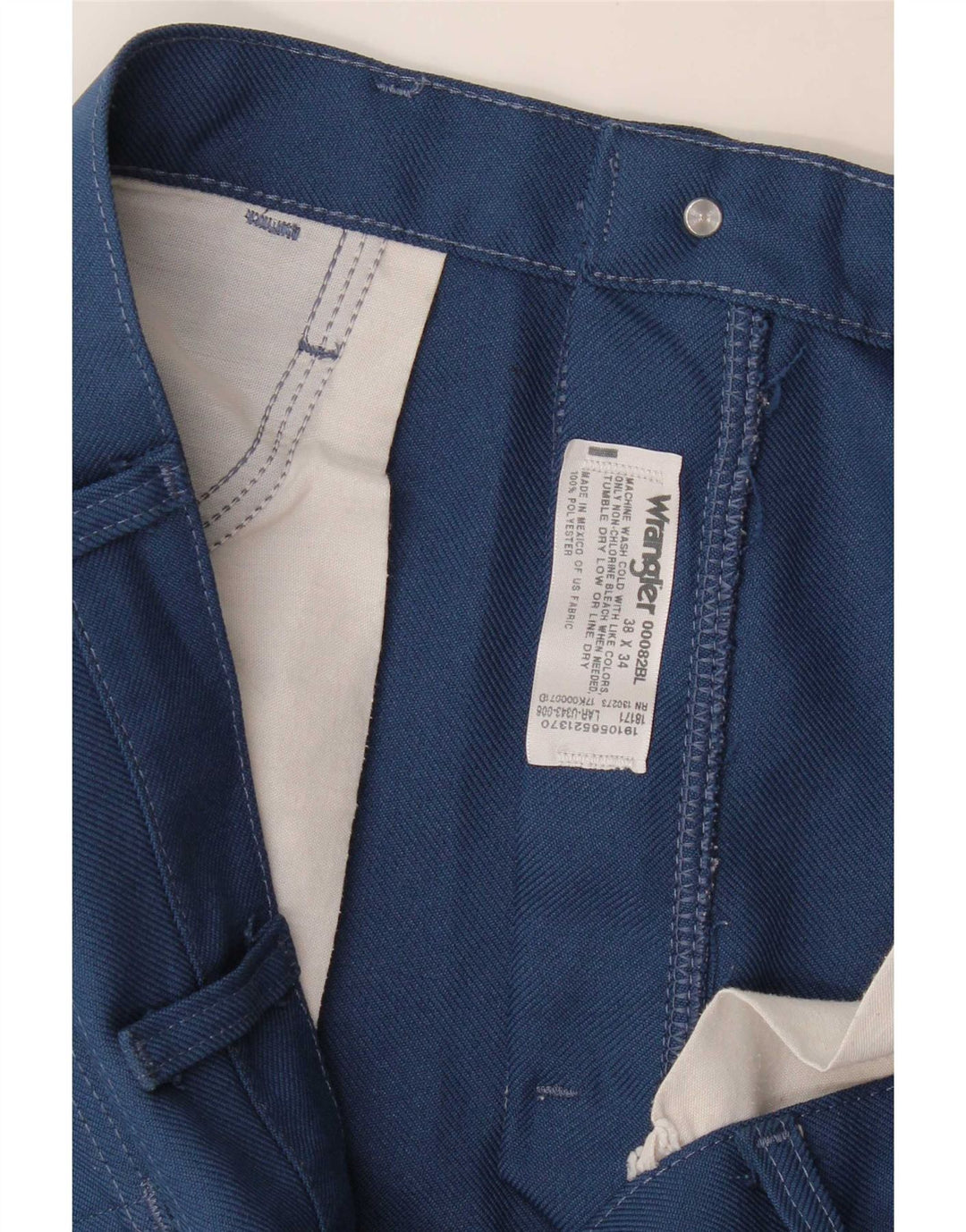 Calça Wrangler masculina reta casual W38 L34 azul poliéster