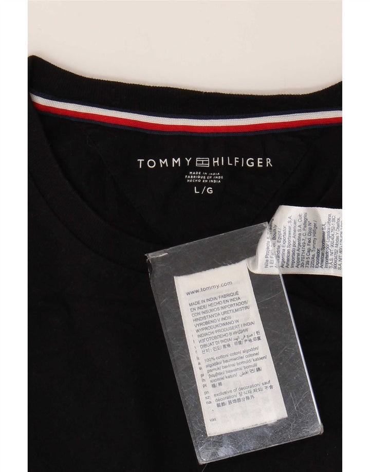 Tommy Hilfiger Camiseta masculina grande de algodão preto