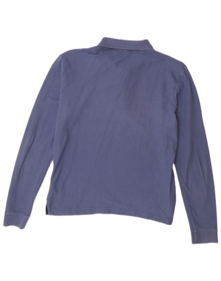 Camisa polo masculina de manga comprida FILA grande algodão azul