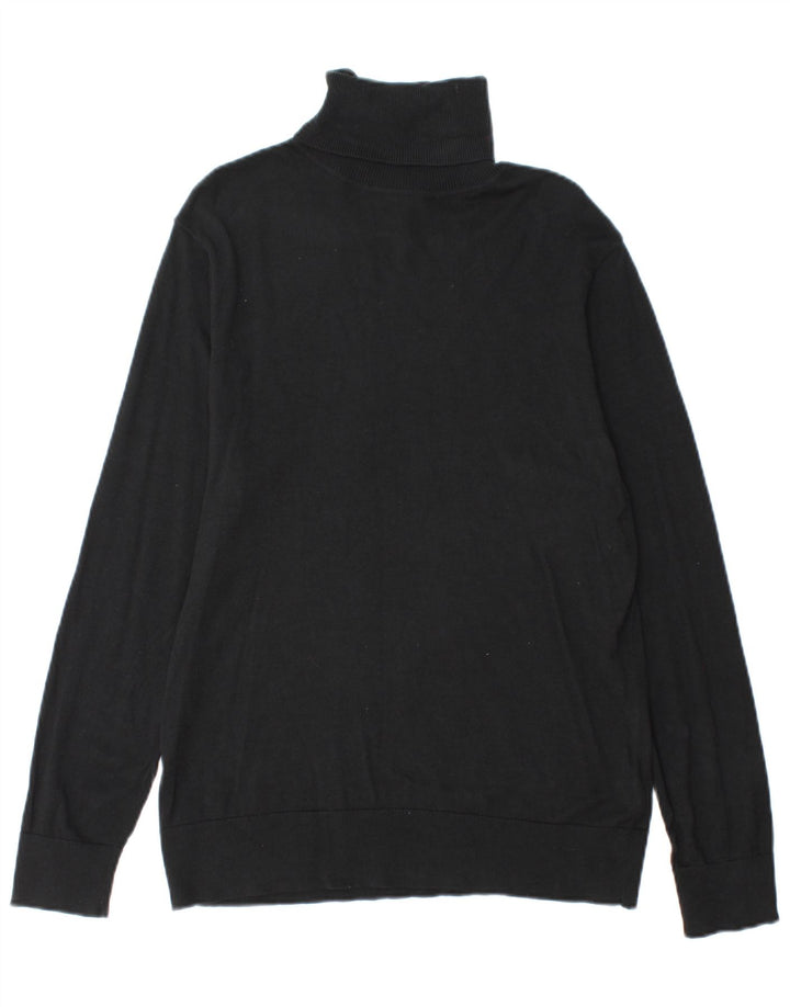 Suéter feminino Chaps com gola redonda Reino Unido 16 grande algodão preto