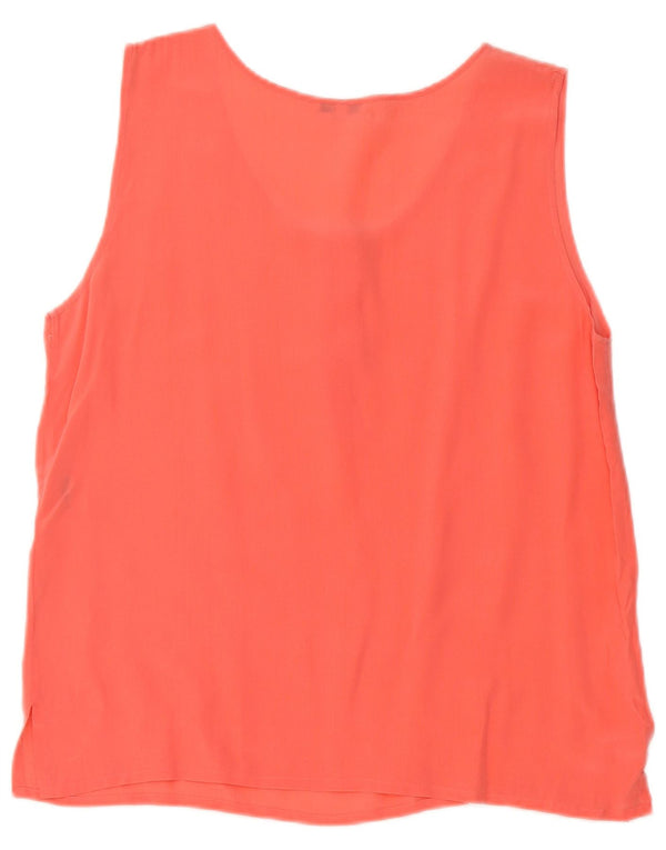 Blusa feminina vintage sem mangas UK 14 grande seda laranja