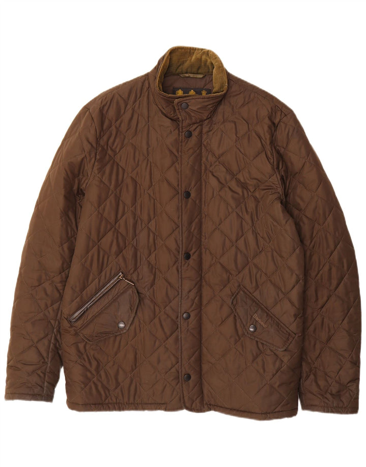 Jaqueta acolchoada masculina Barbour UK 36 poliéster marrom pequeno