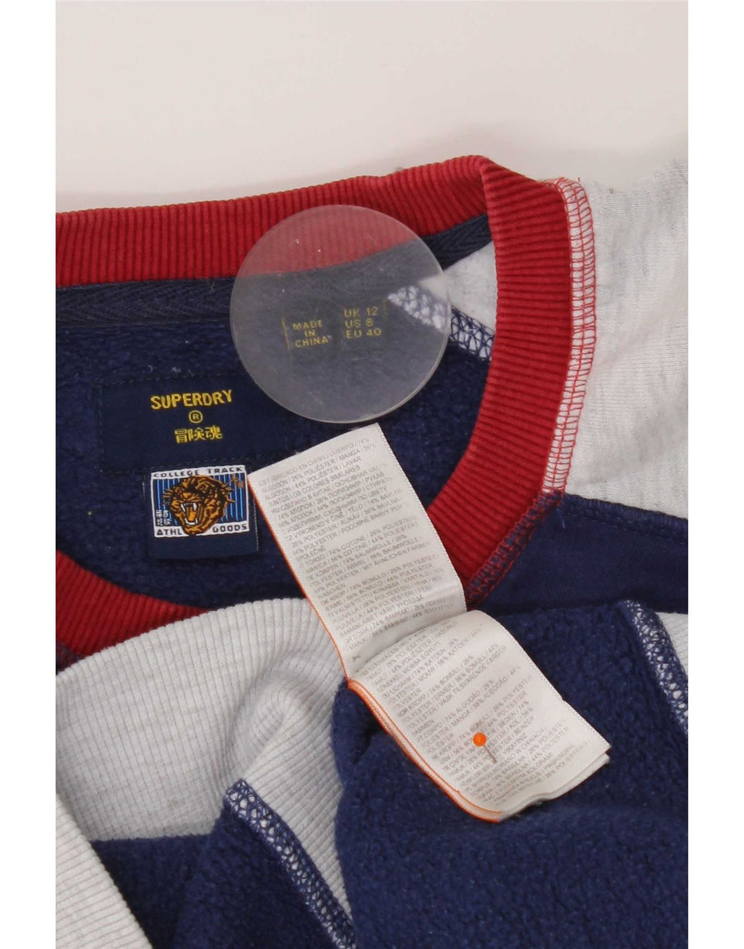 Superdry moletom feminino jumper UK 12 médio azul marinho colorblock
