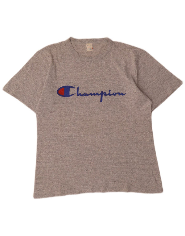 Camiseta feminina estampada Champion UK 14 algodão cinza médio