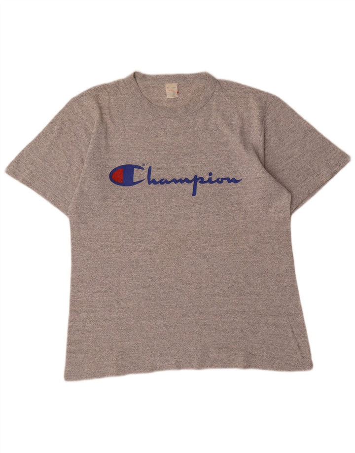 Camiseta feminina estampada Champion UK 14 algodão cinza médio
