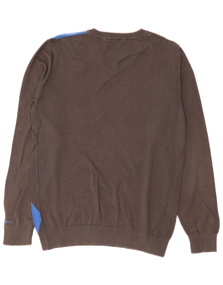 Suéter masculino Jack & Jones com decote em V grande cinza Argyle/algodão diamante