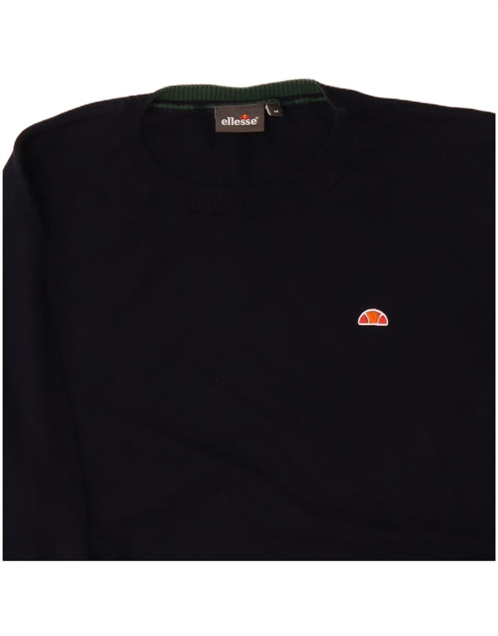 ELLESSE Mens Crew Neck Jumper Sweater Medium Navy Blue Cotton