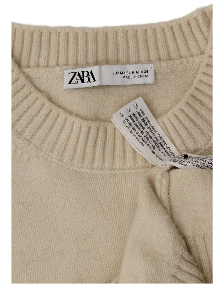 Regata feminina Zara Crop Vest UK 14 Médio Off White Poliéster