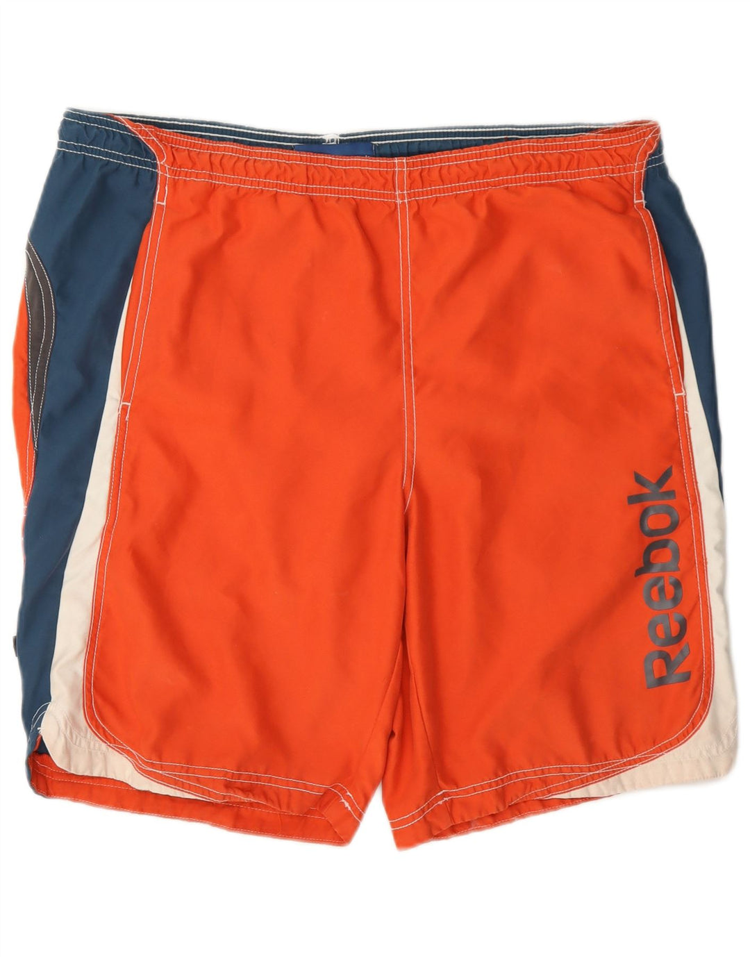 Shorts de natação masculinos Reebok Graphic médio laranja colorblock poliéster