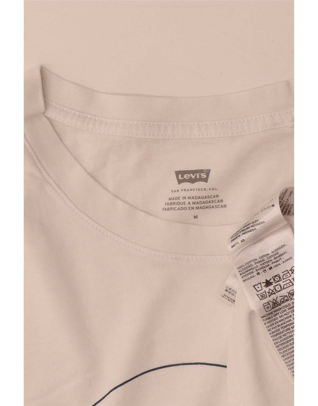 Camiseta feminina gráfica Levi's UK 14 algodão branco médio