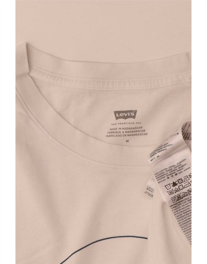 Camiseta feminina gráfica Levi's UK 14 algodão branco médio