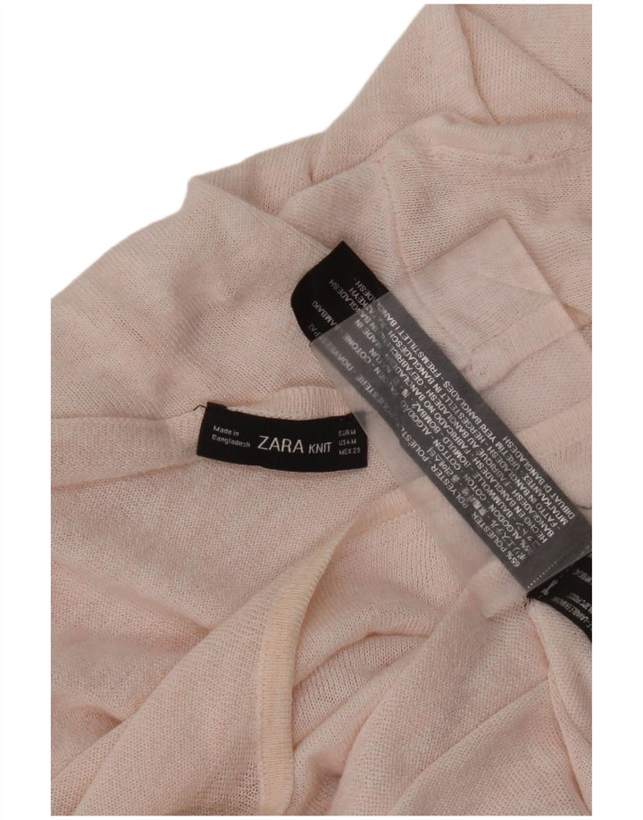 Zara Suéter feminino com gola canoa e gola redonda UK 12 poliéster rosa médio