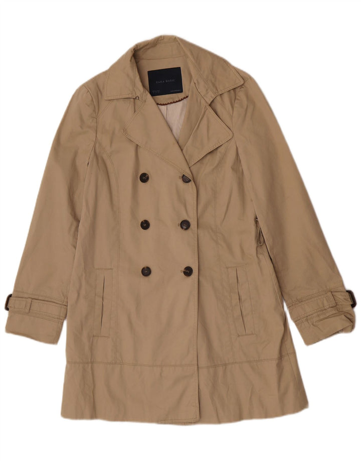 Zara Womens Trench Coat UK 14 Algodão Bege Médio