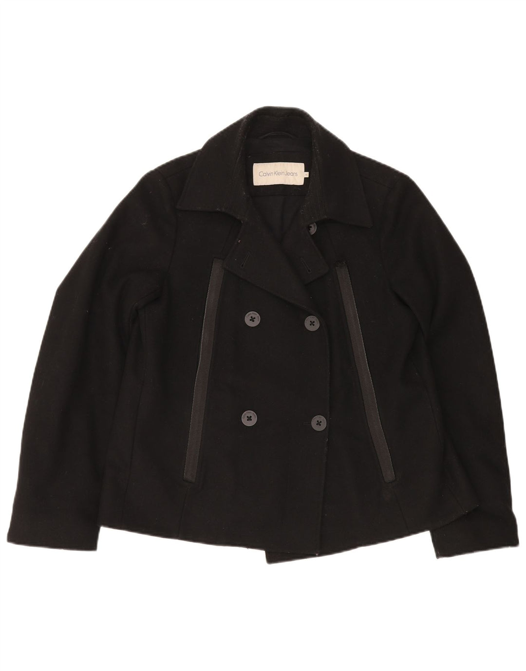 Casaco feminino CALVIN KLEIN JEANS ervilha Reino Unido 14 lã preta média