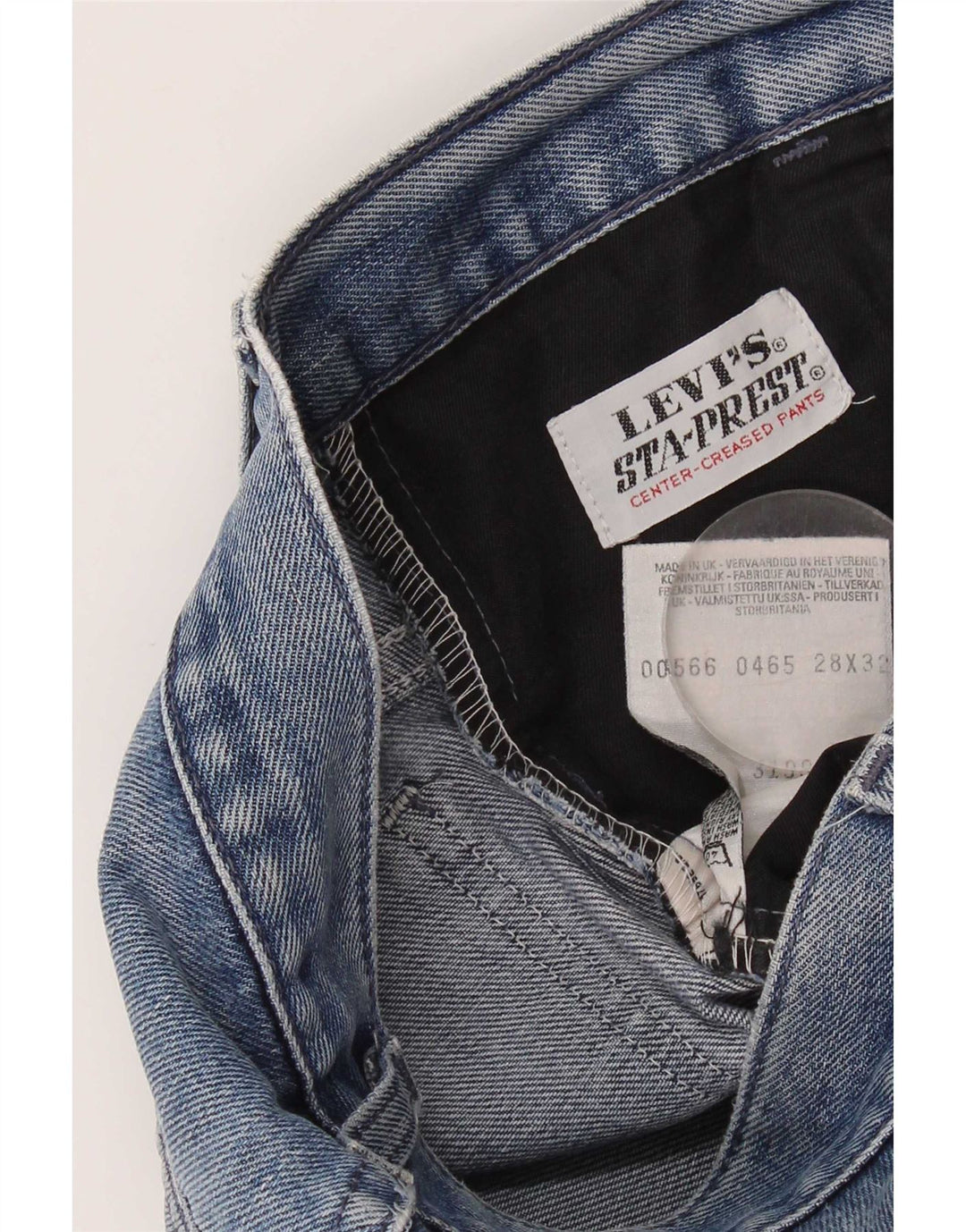 Calça jeans reta feminina Levi's desgastada W28 L32 algodão azul