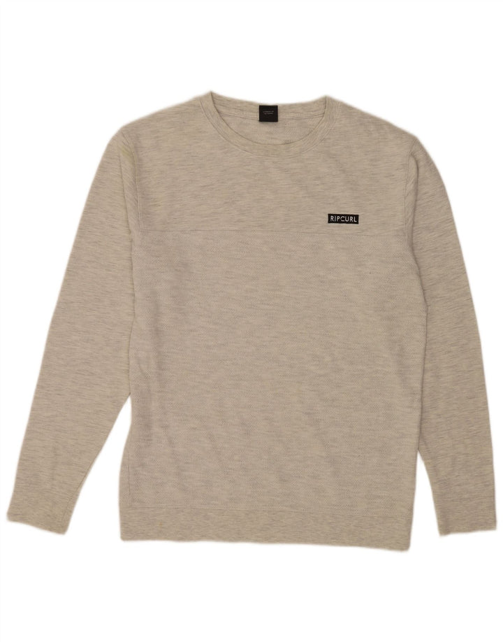 Suéter masculino Rip Curl com gola redonda e algodão manchado cinza médio