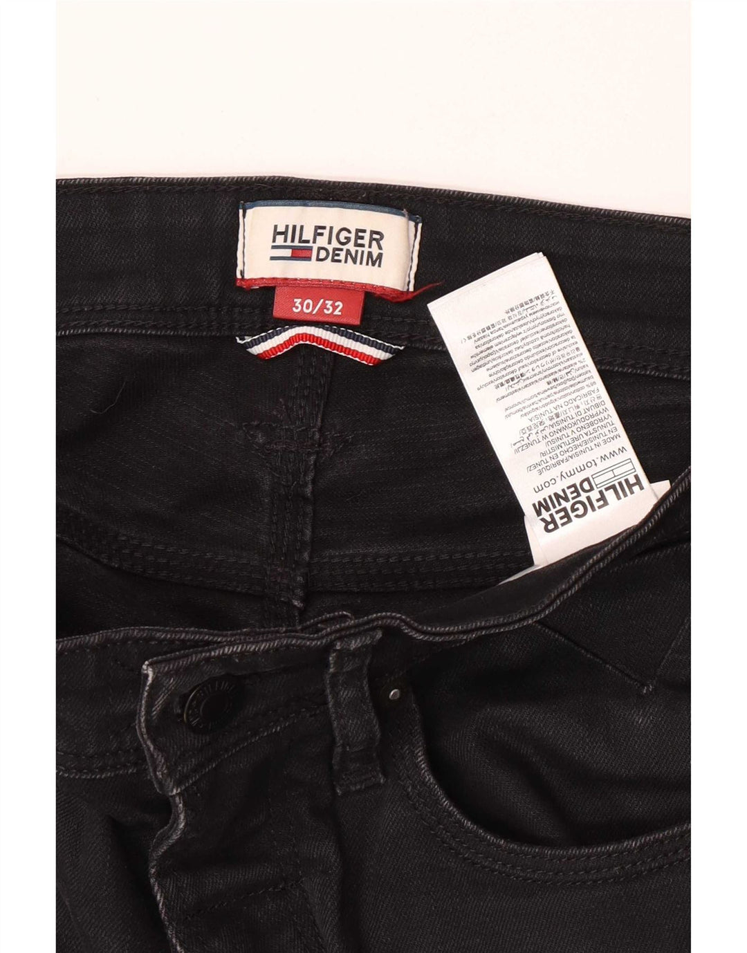 Tommy Hilfiger Masculino Slim Jeans W30 L32 Algodão Preto