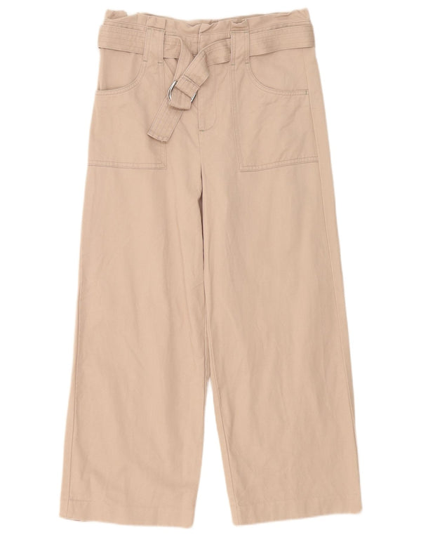 Calça feminina cortada de cintura alta White Stuff Reino Unido 8 pequena W30 L24 bege