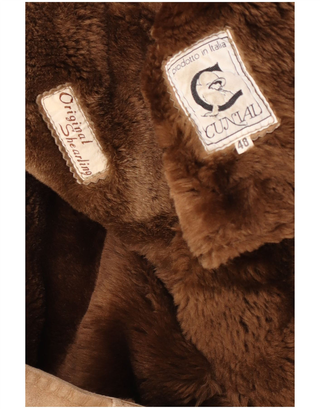 Jaqueta masculina vintage shearling IT 48 couro marrom médio