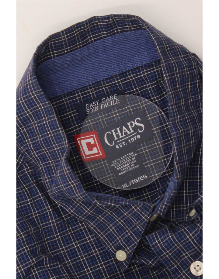 Camisa masculina Chaps Easy Care XL azul marinho xadrez algodão