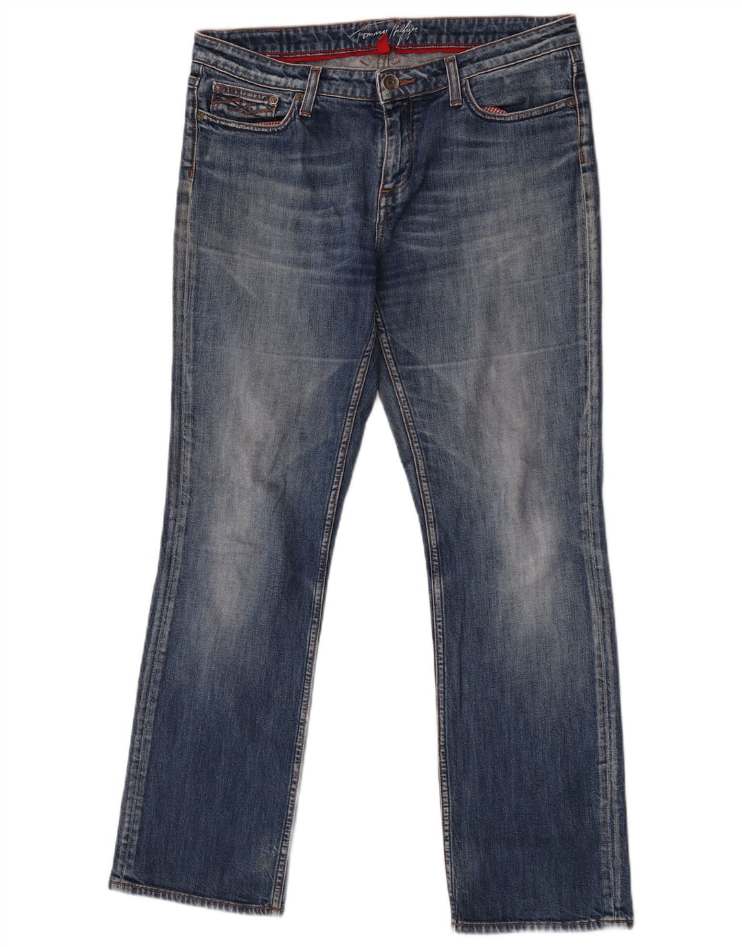 Jeans retos femininos Tommy Hilfiger W32 L30 algodão azul
