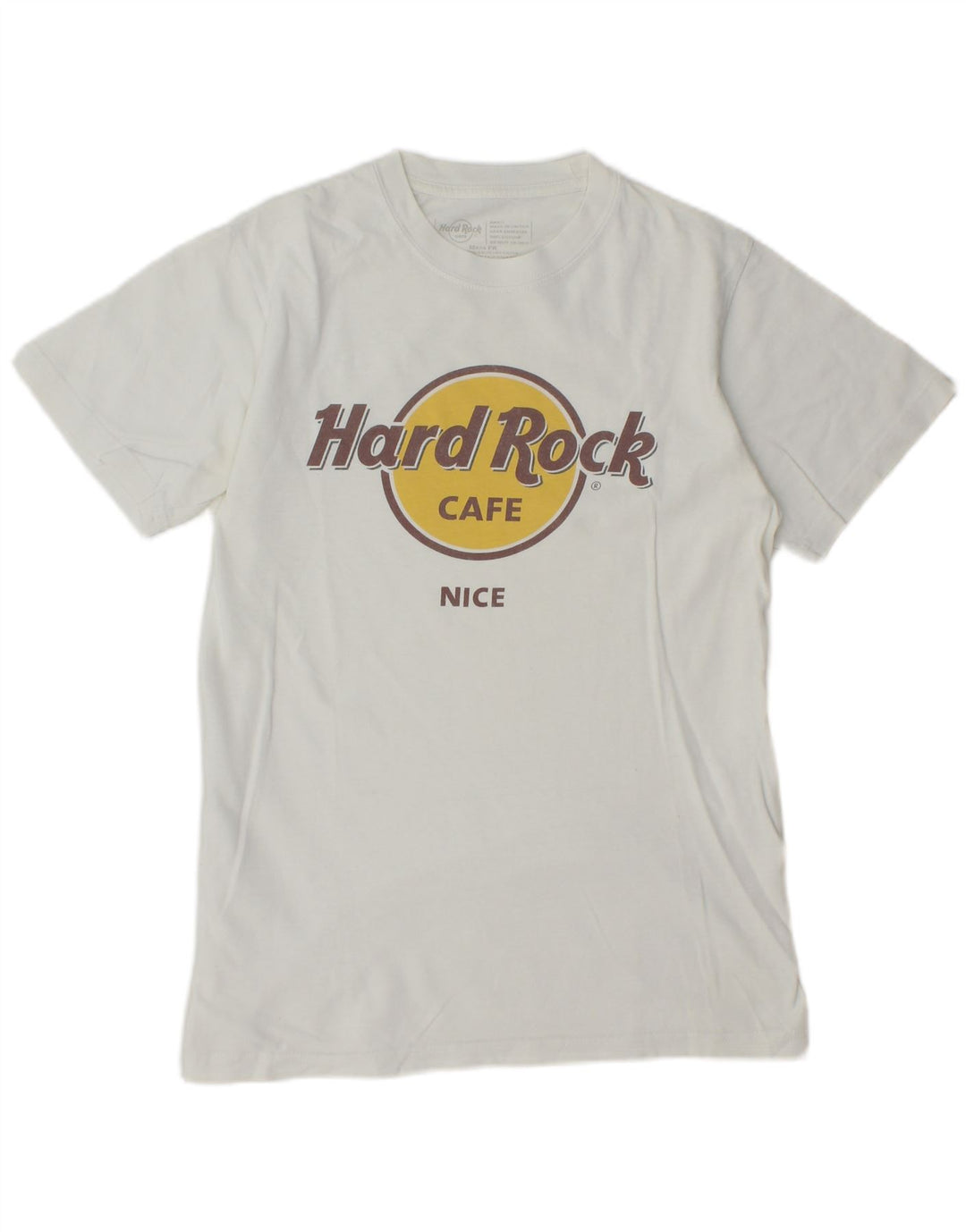 Camiseta masculina com estampa agradável do Hard Rock Cafe, top pequeno de algodão branco
