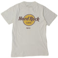 Camiseta masculina com estampa agradável do Hard Rock Cafe, top pequeno de algodão branco