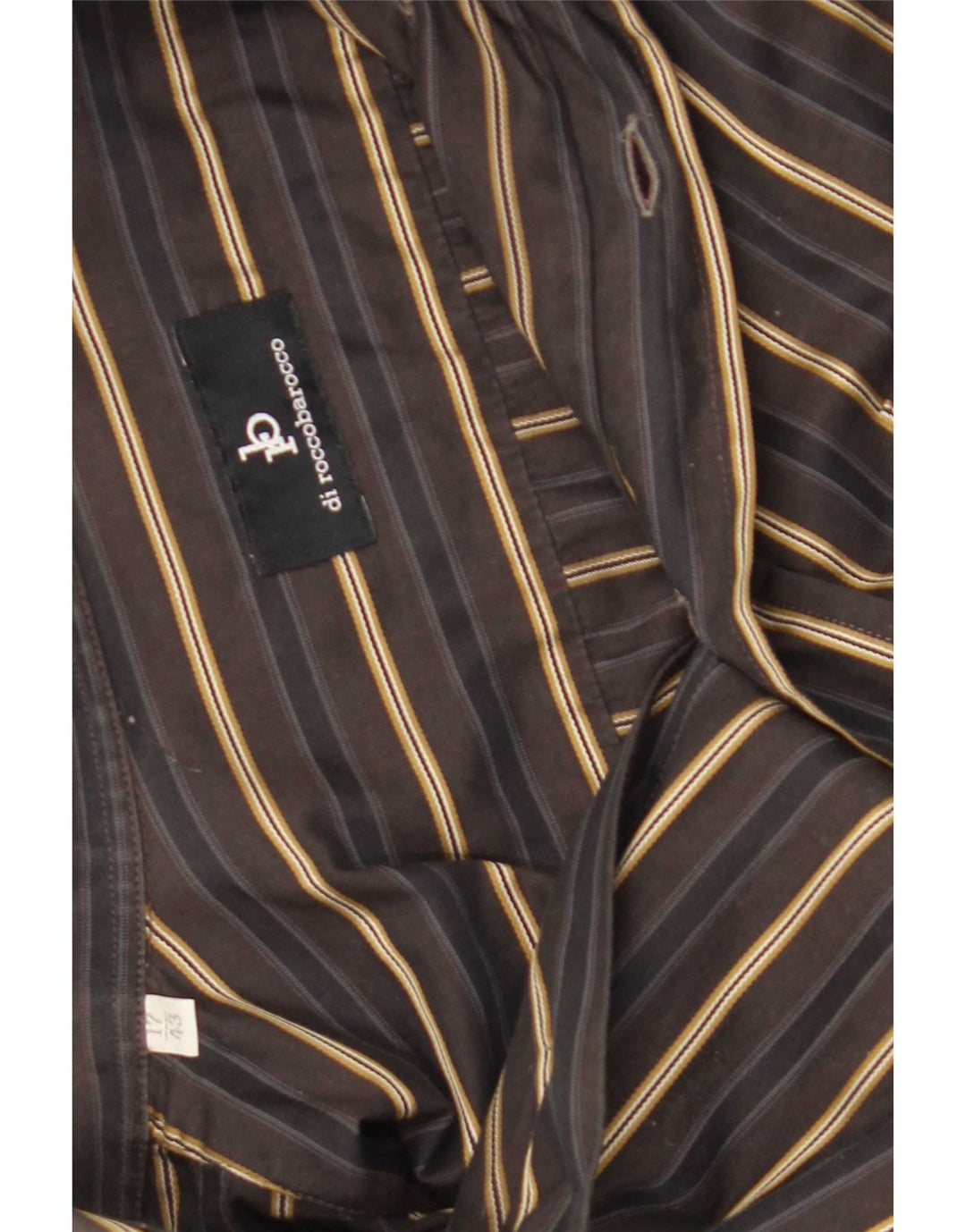 Camisa masculina Roccobarocco tamanho 43 17 XL listrada marrom