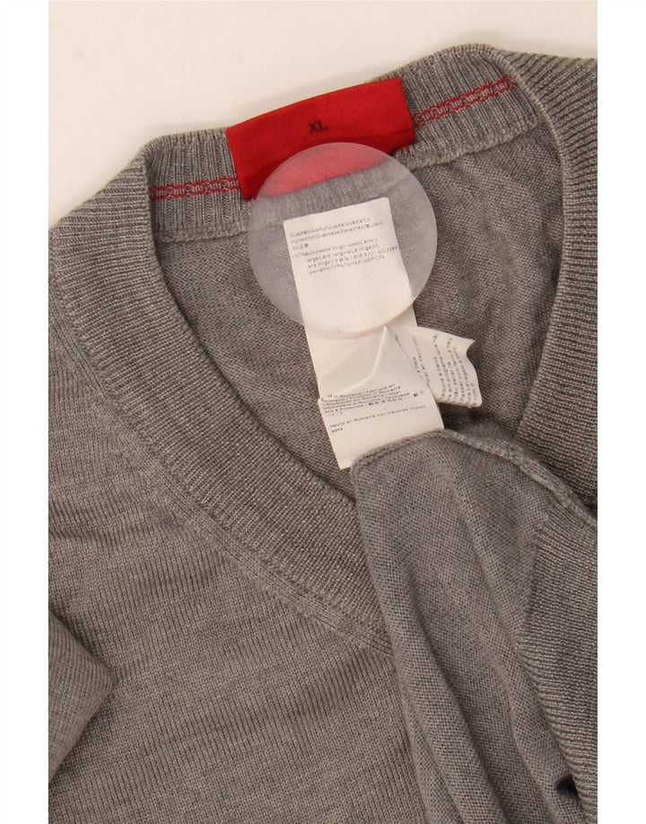 Suéter masculino Hugo Boss com decote em V XL lã cinza