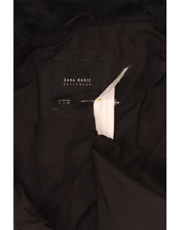 Jaqueta acolchoada com capuz feminina Zara UK 10 poliéster preto pequeno