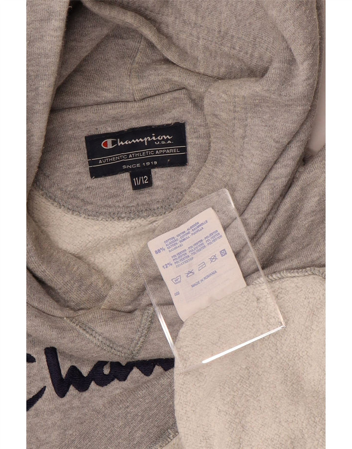 CHAMPION Meninos moletom com capuz gráfico 11-12 anos algodão cinza