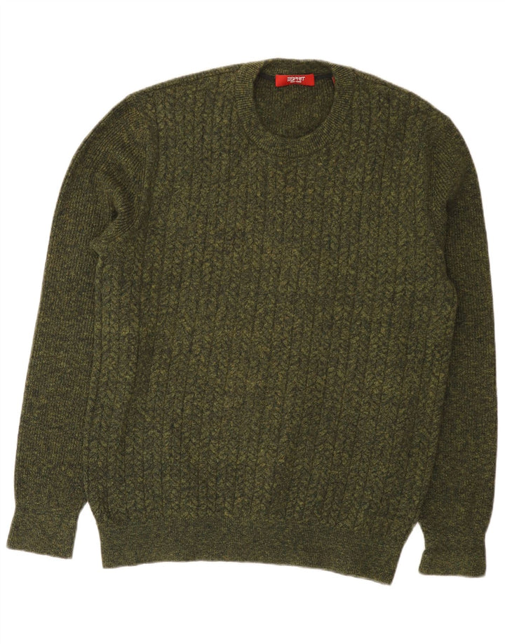 Suéter masculino Esprit com gola redonda e algodão cáqui médio