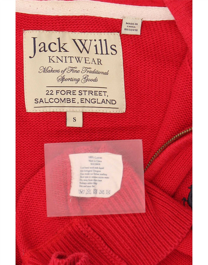 Suéter cardigã masculino com capuz Jack Wills pequeno algodão vermelho