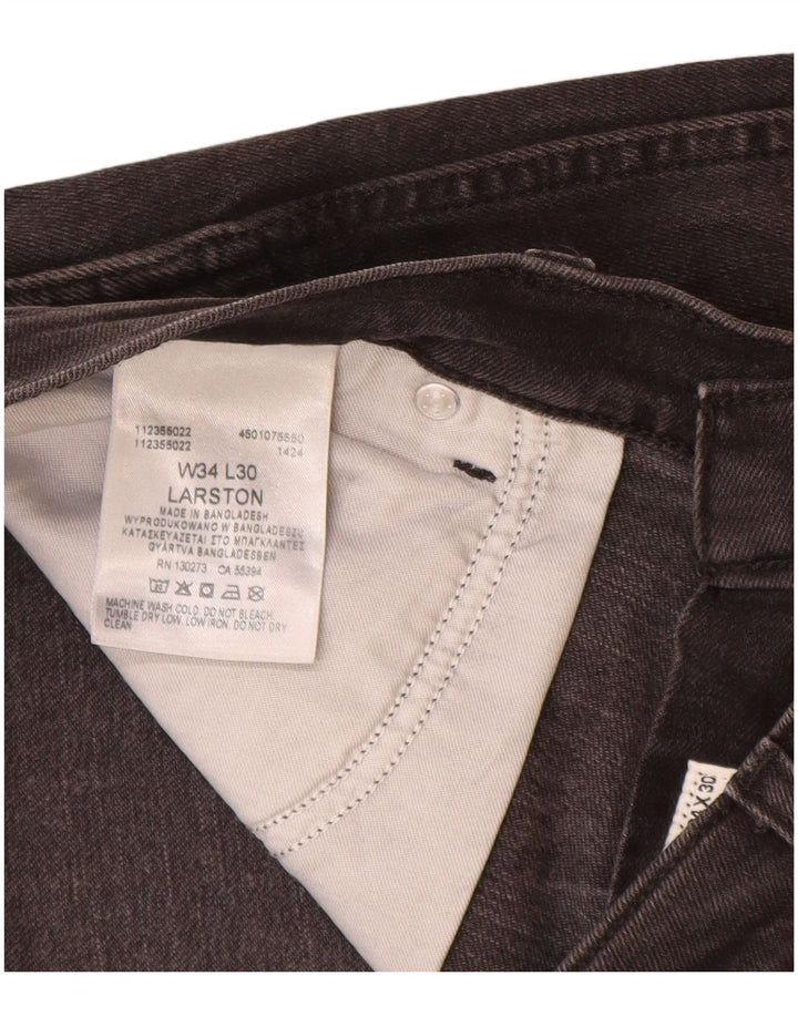 WRANGLER Masculino Larston Slim Jeans W34 L30 Algodão Cinza